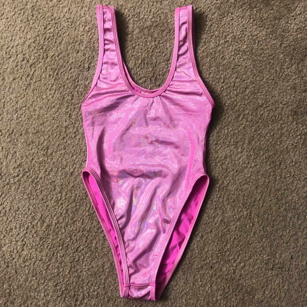 Iheartraves high waisted pink bodysuit - small
